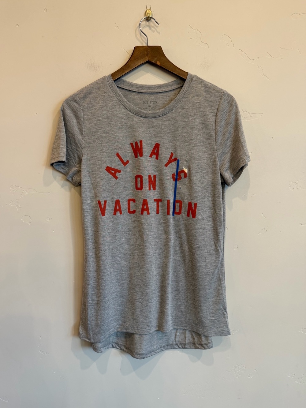 ZOE + LIV Target Heathered Gray Always On Vacation Super Soft Tee